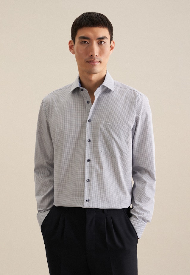 Non-iron Poplin Business Shirt in Shaped with Kent-Collar in Medium Blue | Seidensticker Onlineshop