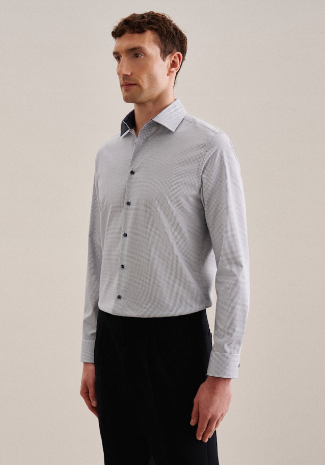 Bügelfreies Popeline Business Hemd in Shaped mit Kentkragen und extra langem Arm in Mittelblau | Seidensticker Onlineshop