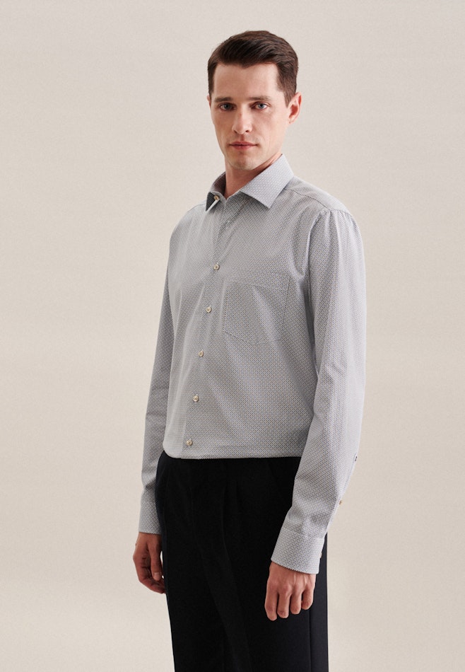Twill Business Shirt in Regular with Kent-Collar and extra long sleeve in Brown | Seidensticker online shop