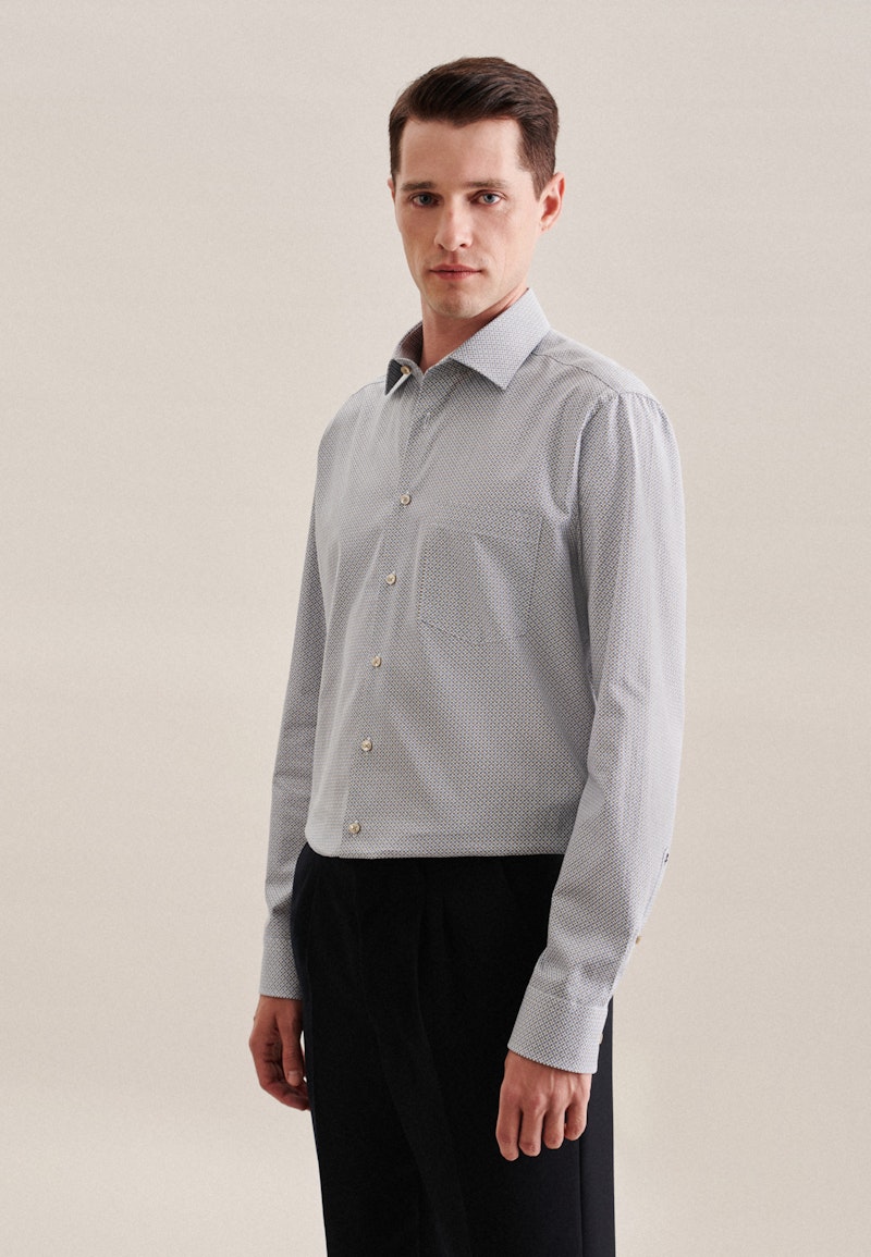 Twill Business overhemd in Regular with Kentkraag and extra long sleeve