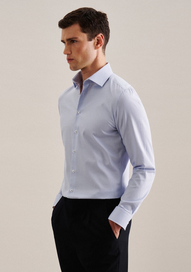 Twill Business Shirt in Slim with Kent-Collar and extra long sleeve in Light Blue | Seidensticker Onlineshop
