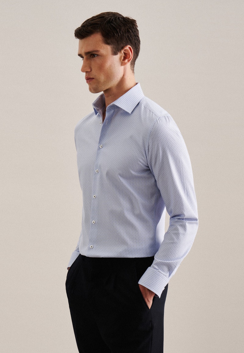 Twill Business Shirt in Slim with Kent-Collar and extra long sleeve