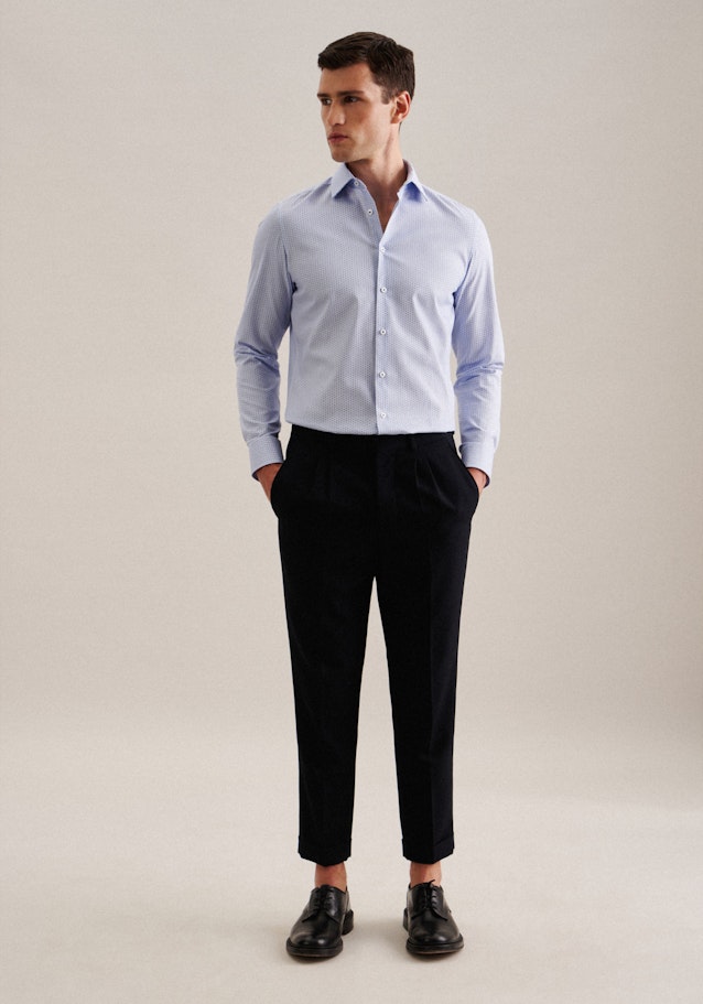 Twill Business overhemd in Slim with Kentkraag and extra long sleeve in Lichtblauw |  Seidensticker Onlineshop