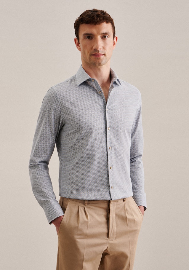 Twill Business overhemd in Slim with Kentkraag and extra long sleeve in Bruin | Seidensticker Onlineshop