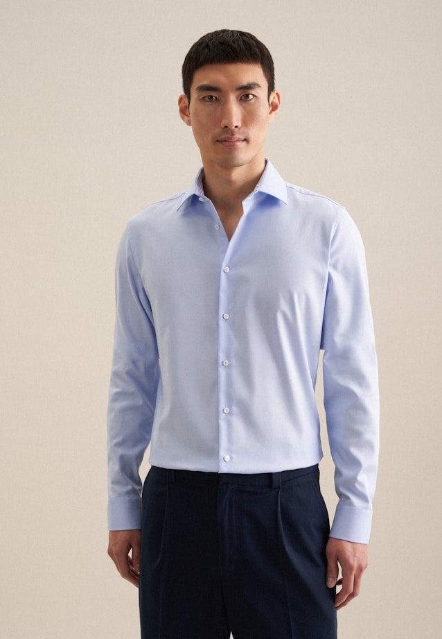 Non-iron Twill Business overhemd in Slim with Kentkraag and extra long sleeve in Lichtblauw | Seidensticker Onlineshop