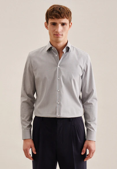 Shaped Chemise d'affaires Uni in Gris |  Seidensticker Onlineshop