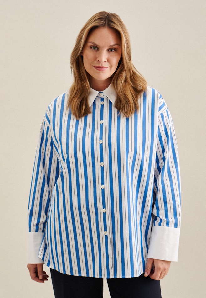 Grande taille Collar Shirt Blouse in Medium Blue | Seidensticker Onlineshop
