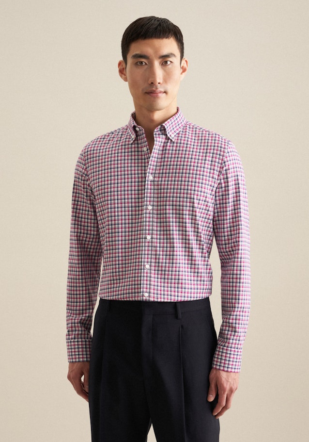 Non-iron Twill Business overhemd in Shaped with Button-Down-Kraag in Roze/Pink | Seidensticker Onlineshop