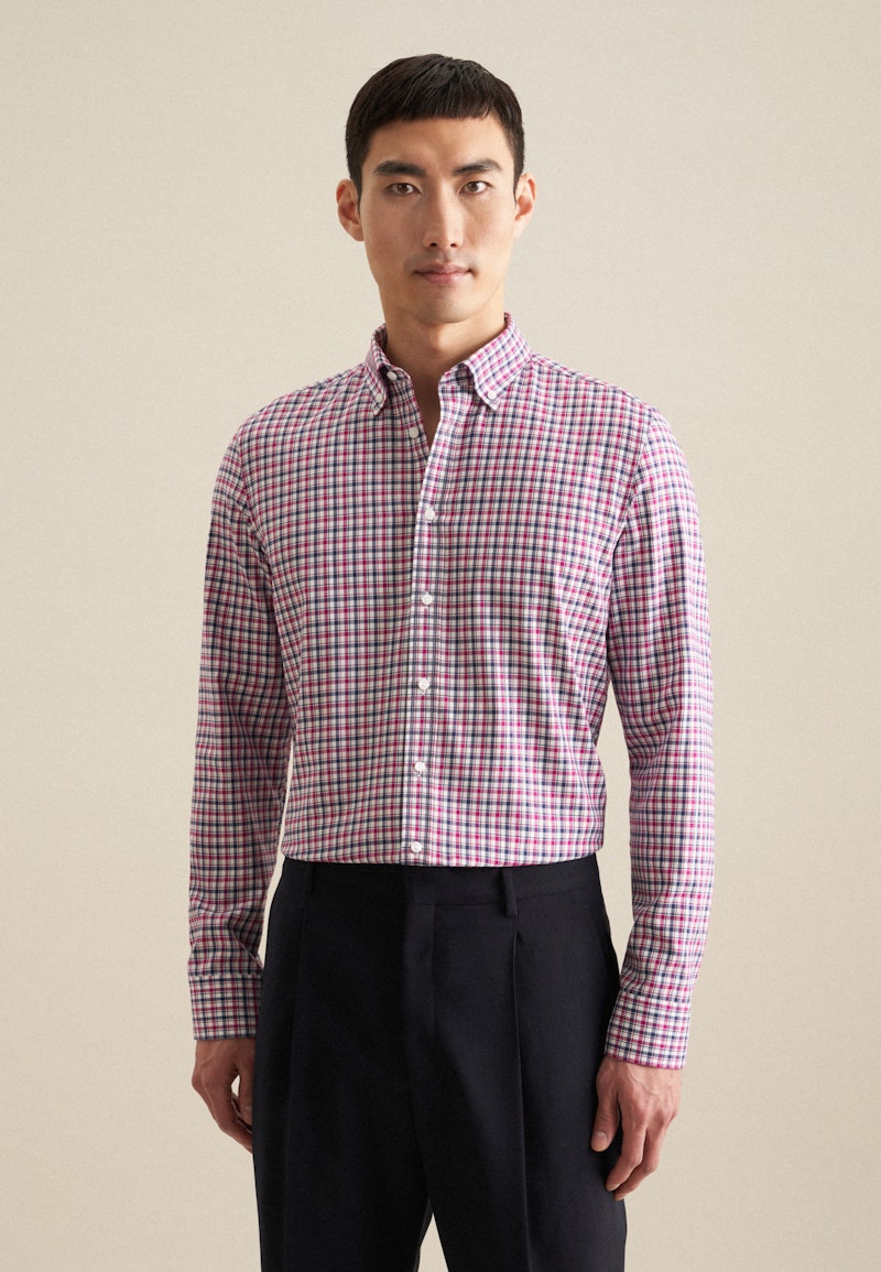 Non-iron Twill Business overhemd in Shaped with Button-Down-Kraag