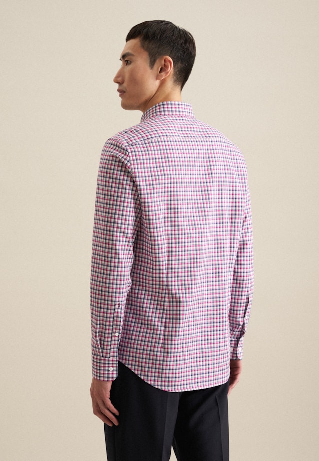 Non-iron Twill Business overhemd in Shaped with Button-Down-Kraag in Roze/Pink |  Seidensticker Onlineshop