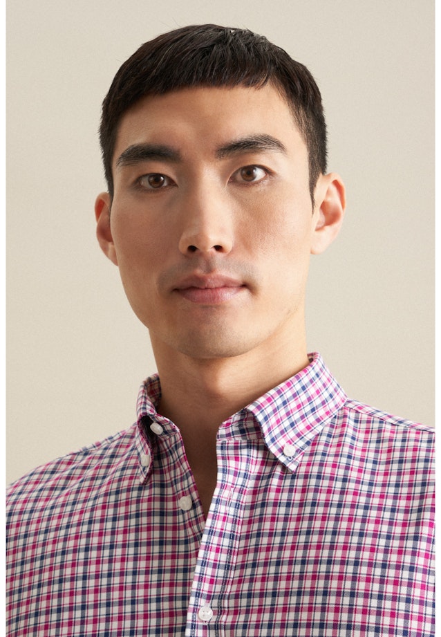 Bügelfreies Twill Business Hemd in Shaped mit Button-Down-Kragen in Rosa/Pink |  Seidensticker Onlineshop