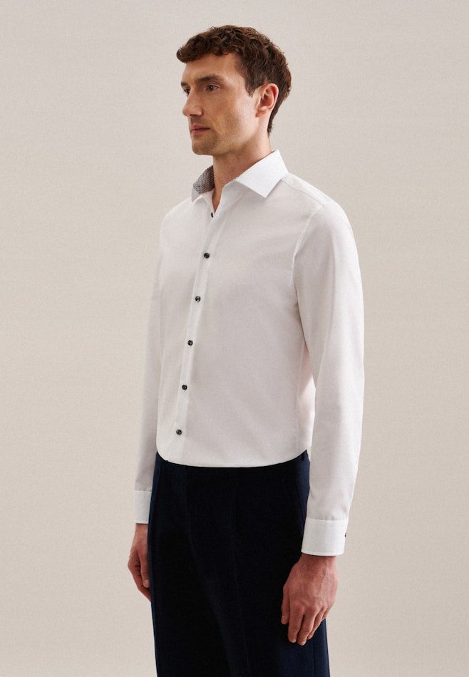 Non-iron Poplin Business Shirt in Slim with Kent-Collar in White | Seidensticker online shop