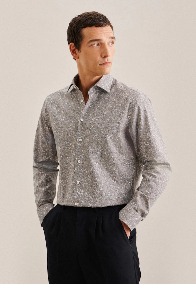 Regular Business shirt Floral in Brown |  Seidensticker Onlineshop