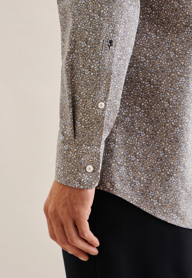 Regular Business shirt Floral in Brown |  Seidensticker Onlineshop