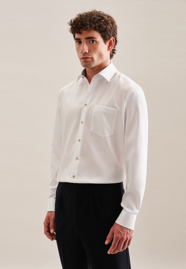 Bügelfreies Twill Business Hemd in Comfort mit Kentkragen in Weiß | Seidensticker Onlineshop