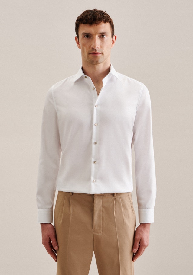 Non-iron Twill Business overhemd in X-Slim with Kentkraag in Wit | Seidensticker Onlineshop