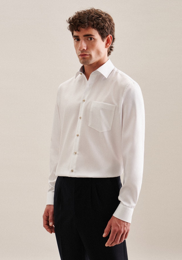 Non-iron Twill Business Shirt in Regular with Kent-Collar and extra long sleeve in White | Seidensticker Onlineshop