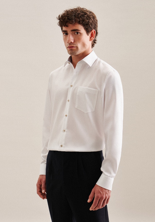 Non-iron Twill Business Shirt in Regular with Kent-Collar and extra long sleeve in White |  Seidensticker Onlineshop