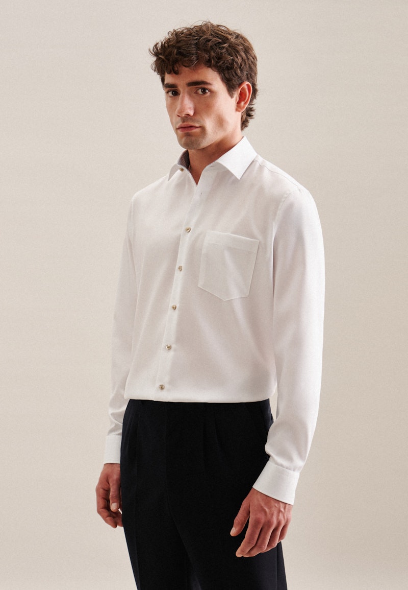 Non-iron Twill Business Shirt in Regular with Kent-Collar and extra long sleeve