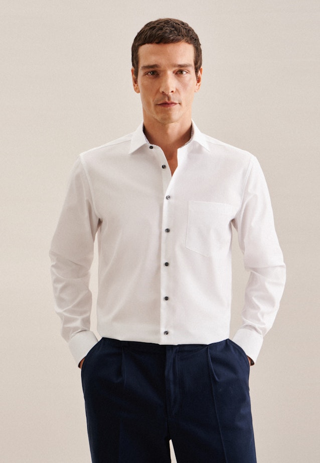 Non-iron Poplin Business Shirt in Regular with Kent-Collar and extra long sleeve in White |  Seidensticker Onlineshop