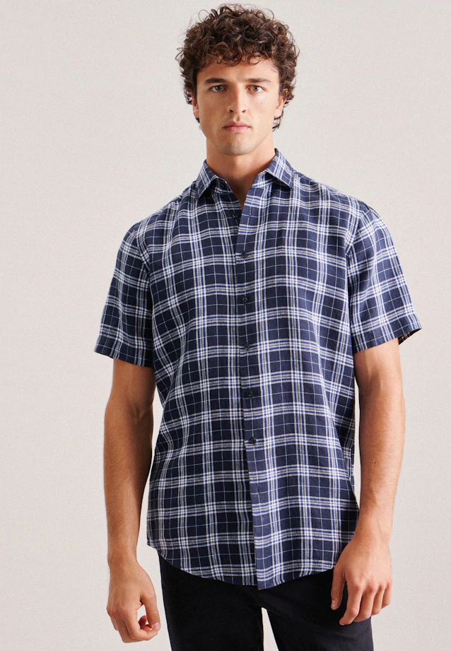 Regular Business shirt Check in Dark Blue |  Seidensticker Onlineshop