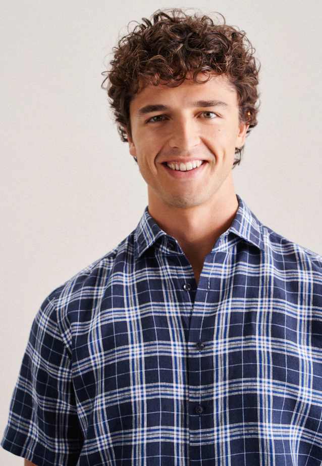 Regular Business shirt Check in Dark Blue |  Seidensticker Onlineshop