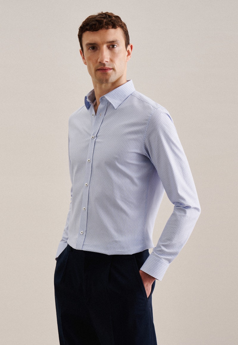 Twill Business Hemd in Slim mit Covered-Button-Down-Kragen