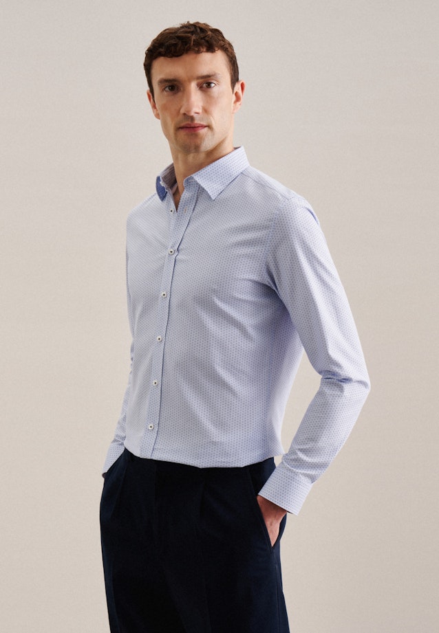 Twill Business Hemd in Slim mit Covered-Button-Down-Kragen in Hellblau |  Seidensticker Onlineshop