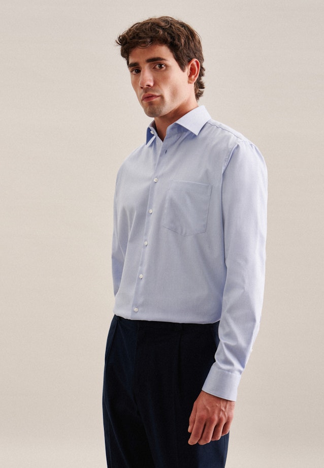 Non-iron Twill Business shirt in Regular with Kent-Collar in Light Blue |  Seidensticker Onlineshop