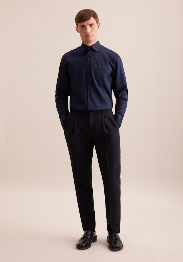 Regular Chemise d'affaires Uni in Bleu Foncé | Seidensticker Onlineshop