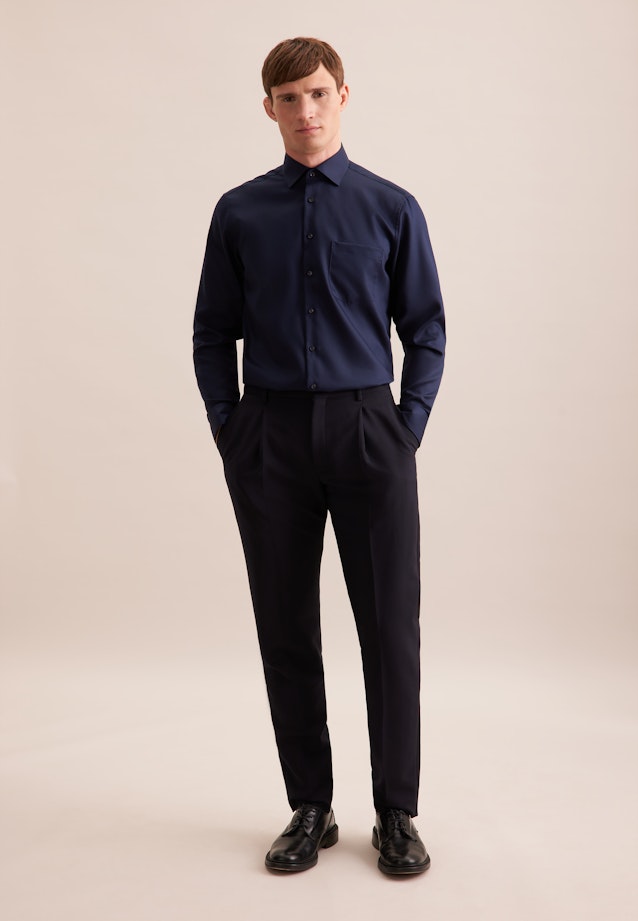 Regular Chemise d'affaires Uni in Bleu Foncé |  Seidensticker Onlineshop