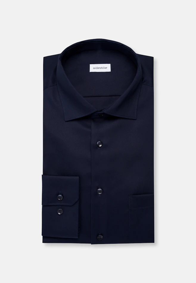 Regular Chemise d'affaires Uni dans Bleu Foncé | Boutique en ligne Seidensticker