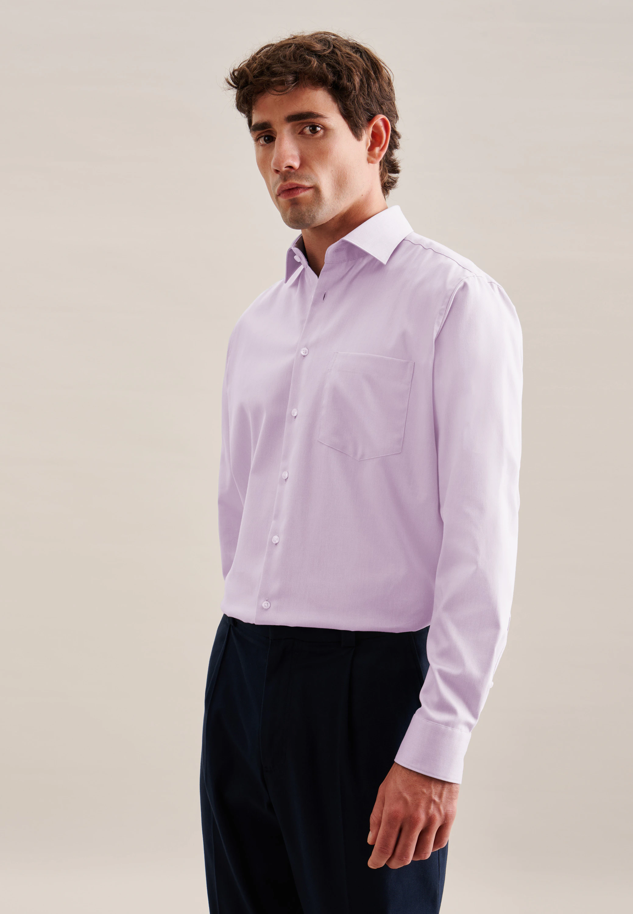 Regular Business Hemd Uni Lila
