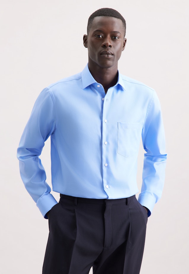 Regular Business shirt Uni in Mittelblau |  Seidensticker Onlineshop