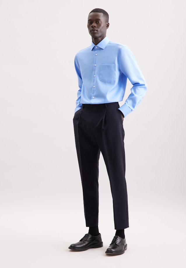 Regular Business shirt Uni in Mittelblau |  Seidensticker Onlineshop