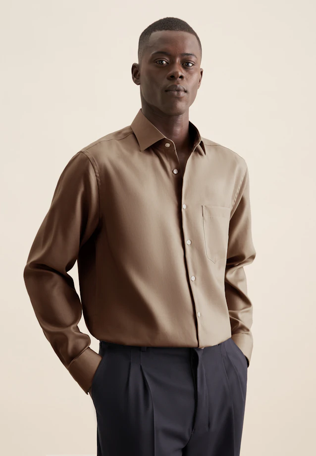 Regular Business shirt Uni in Braun |  Seidensticker Onlineshop