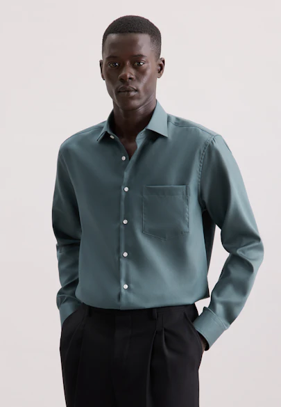 Regular Chemise d'affaires Uni in Vert | Seidensticker Onlineshop