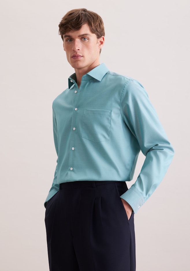 Regular Chemise d'affaires Uni dans Turquoise | Boutique en ligne Seidensticker