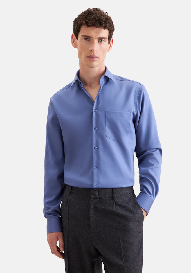 Regular Business Hemd Uni in Mittelblau | Seidensticker Onlineshop