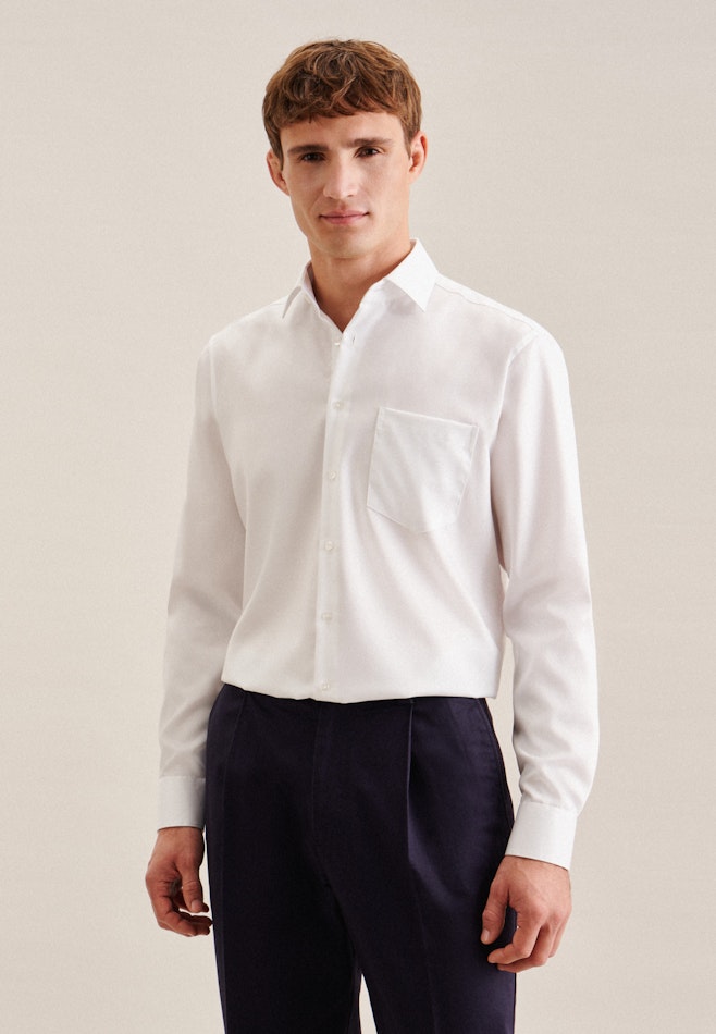 Chemise Business Regular Twill (sergé) Col Kent dans Blanc | Boutique en ligne Seidensticker