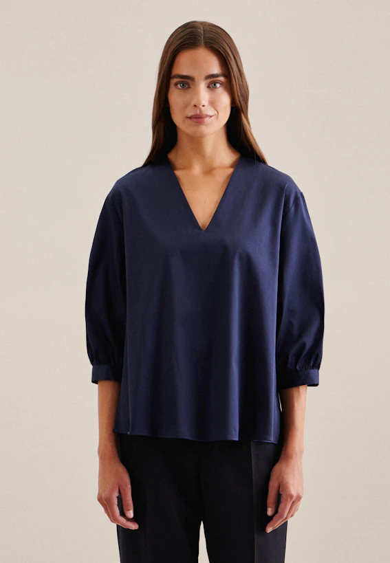 Tunique bleue en coton bio pour femme SHADI - Boutique ASKA