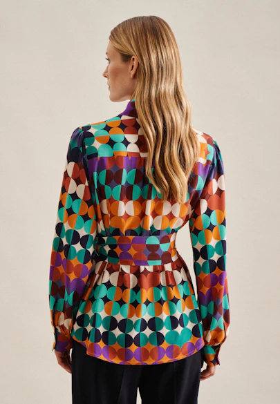 Shirt Blouse Geometric pattern in Dark Blue |  Seidensticker Onlineshop