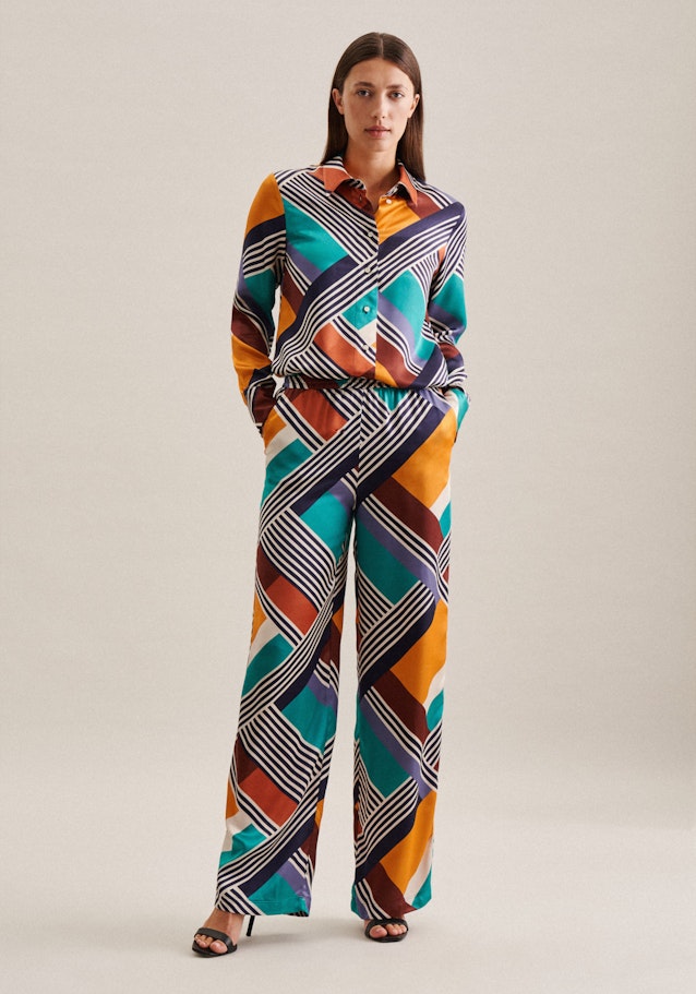 Regular Hose Geometrische Muster in Dunkelblau | Seidensticker Onlineshop