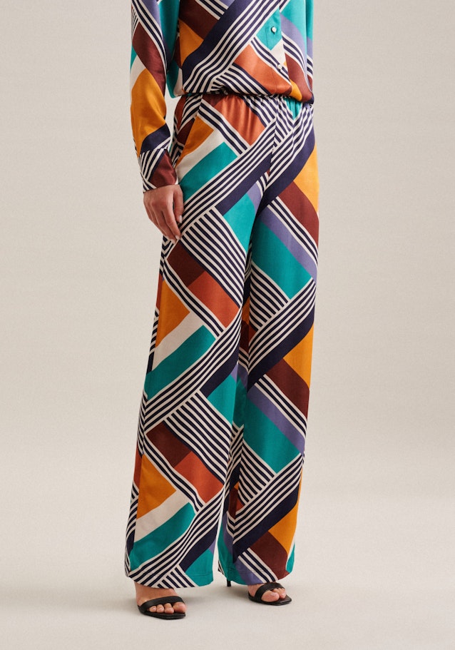 Regular Hose Geometrische Muster in Dunkelblau | Seidensticker Onlineshop
