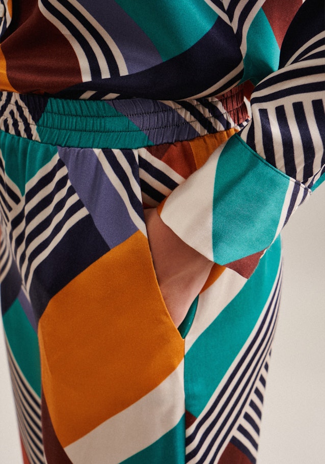 Regular Hose Geometrische Muster in Dunkelblau | Seidensticker Onlineshop