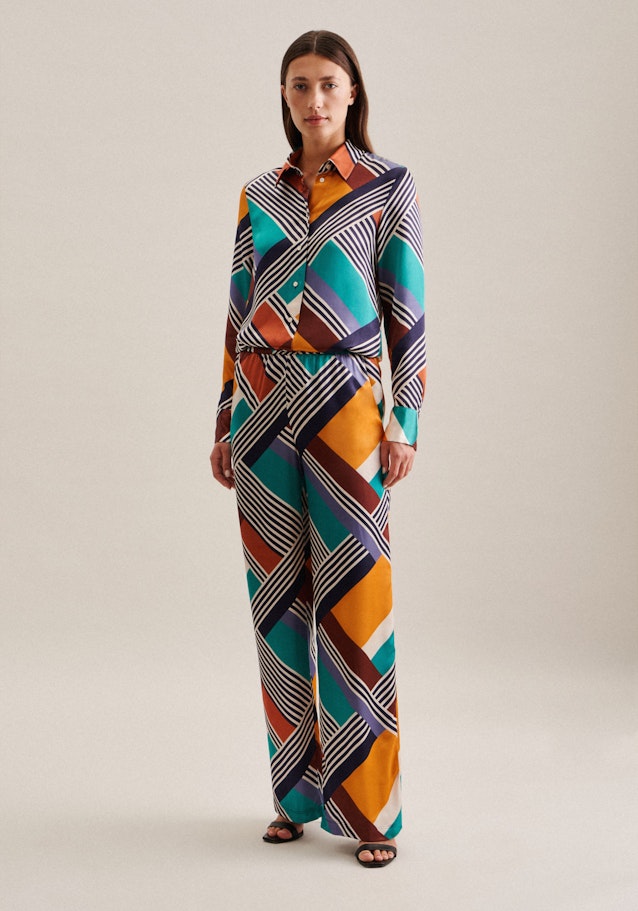 Regular Hose Geometrische Muster in Dunkelblau | Seidensticker Onlineshop
