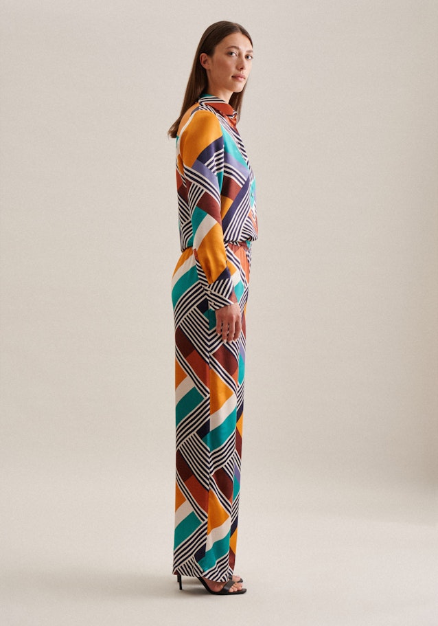 Regular Hose Geometrische Muster in Dunkelblau | Seidensticker Onlineshop