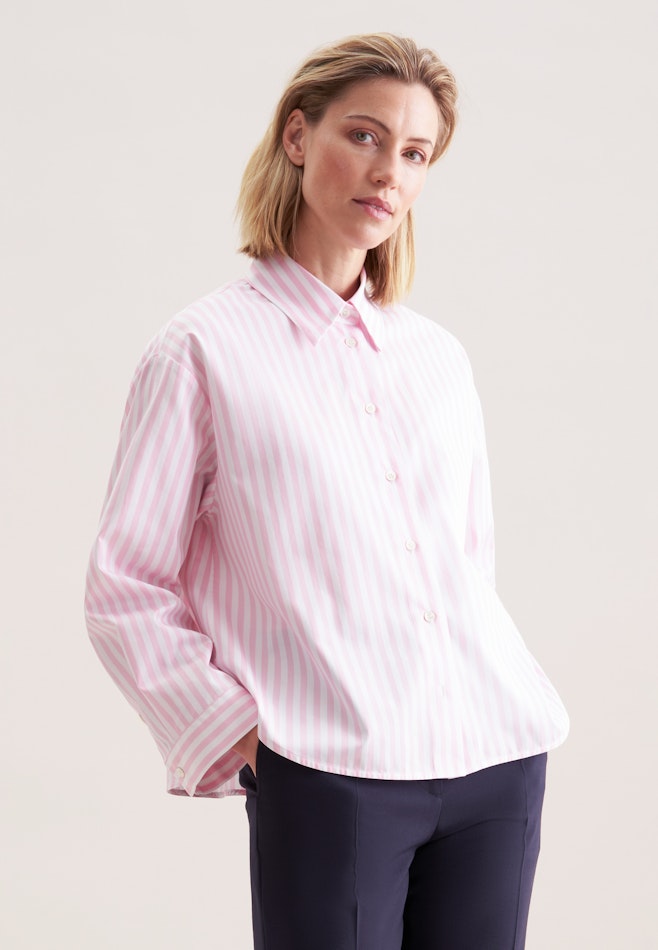 Oversized Hemdbluse in Boxy Länge aus Baumwoll Twill in Rosa/Pink | Seidensticker Onlineshop