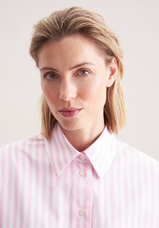 Oversized Hemdbluse in Boxy Länge aus Baumwoll Twill in Rosa/Pink | Seidensticker Onlineshop