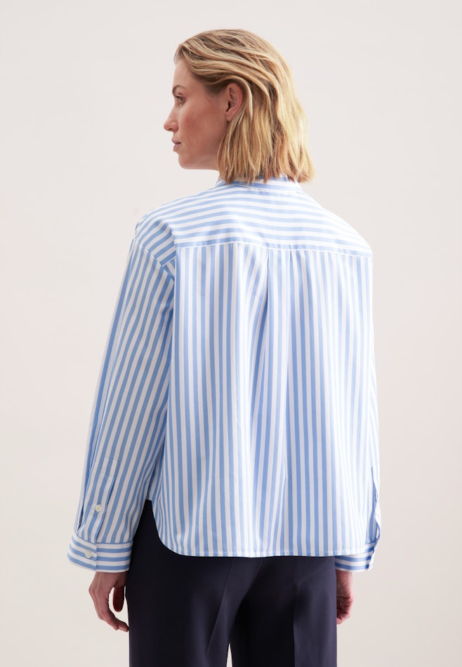 Oversized Hemdbluse in Boxy Länge aus Baumwoll Twill dans Bleu Moyen | Boutique en ligne Seidensticker